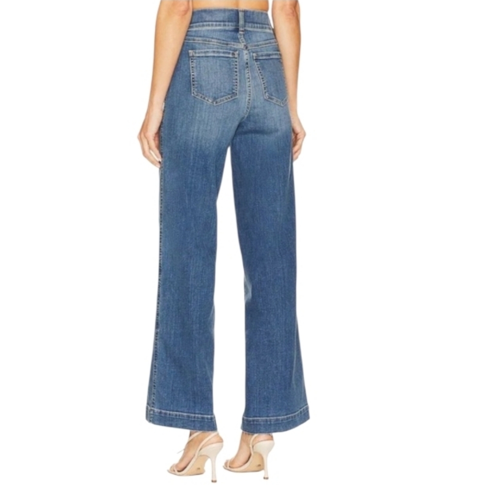 Spanx Seamed Front Wide-Leg High-Rise Denim Jeans-NWT - Picture 2 of 11